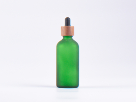 Grünglasflasche 100ml, mit Pipette Walnut